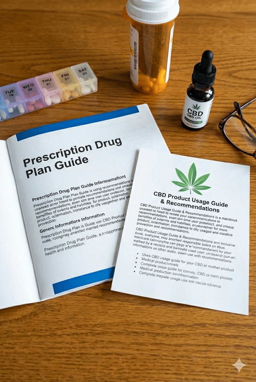 Cannabis Prescription guides and medication on table