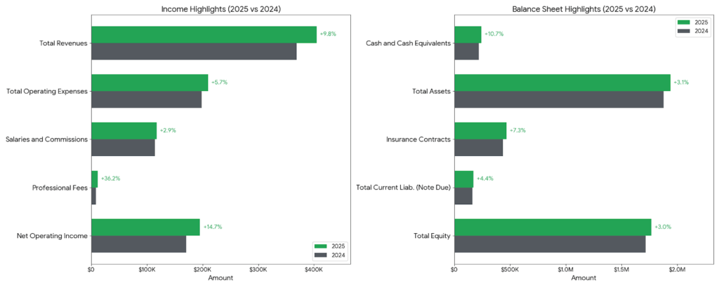 Financial highlights comparison for 20244-2025 NDEV
